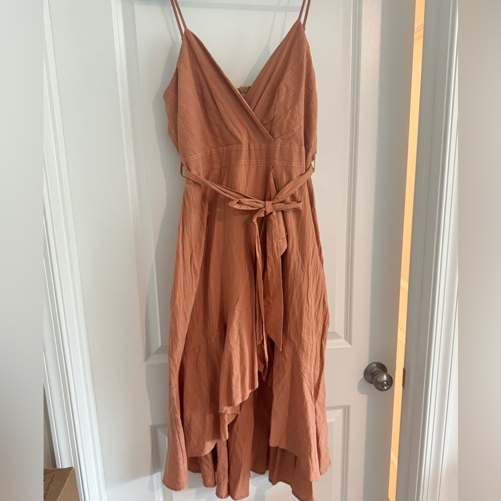 Fashion Nova Asymmetrical Dress in Rust